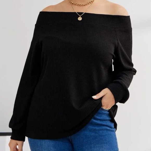 Off the shoulder long sleeve knit top - Picture 1 of 2